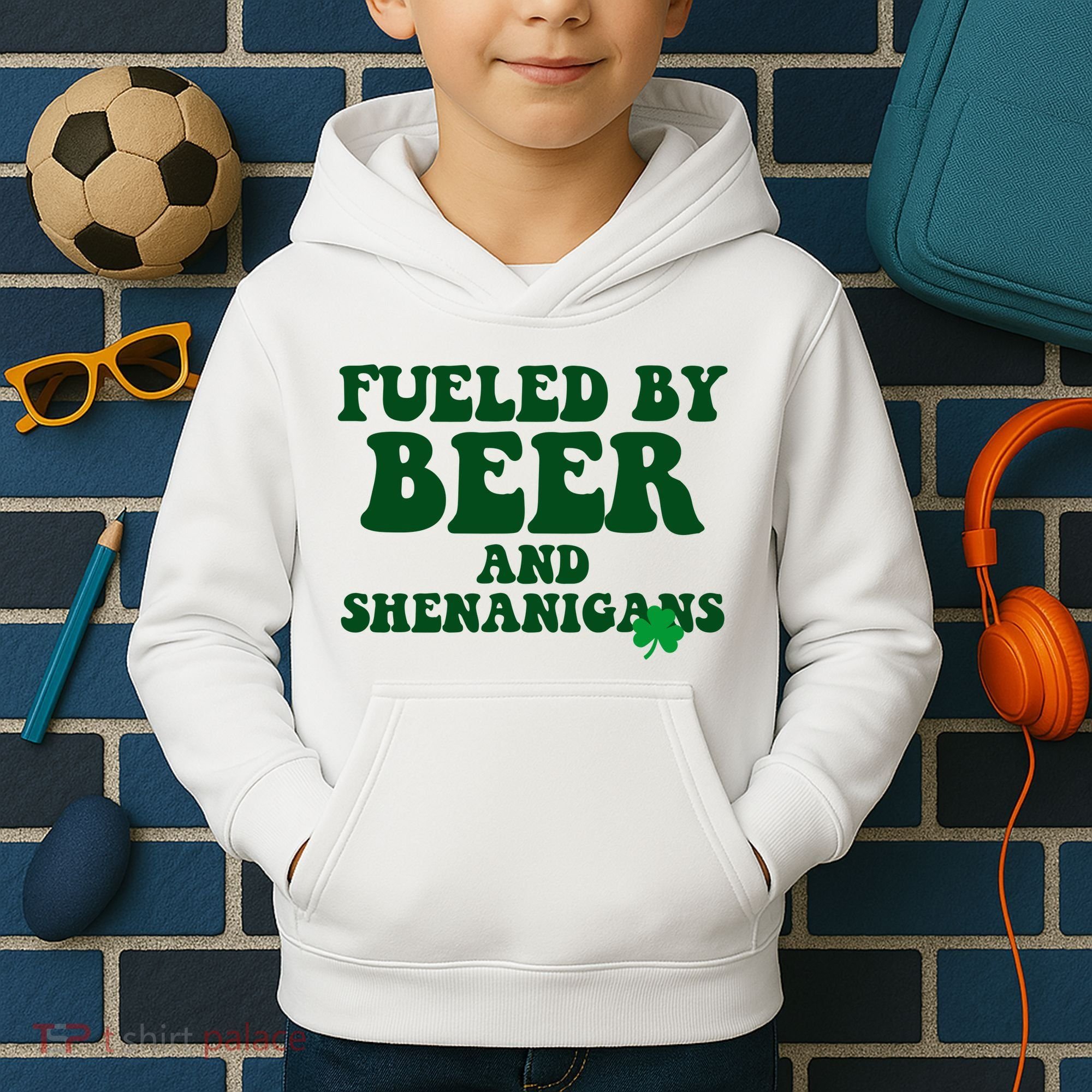 Fueled By Beer And Shenanigans St Patricks Day Kids Hoodie