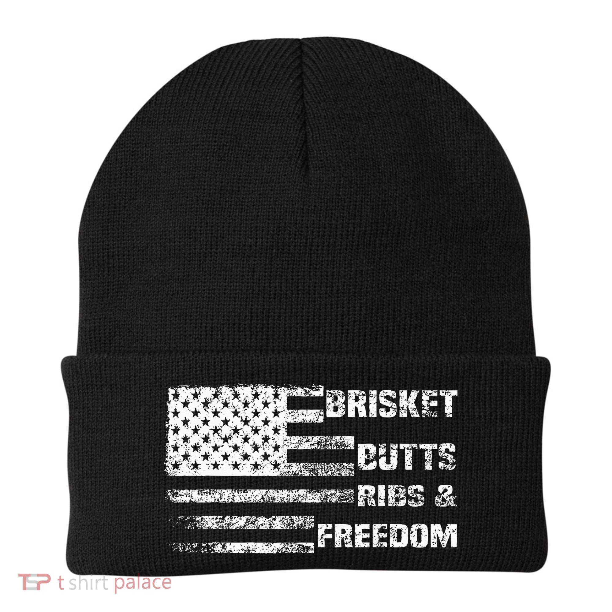 Funny Bbq Brisket Butts Ribs And Freedom Funny Grilling Beanie