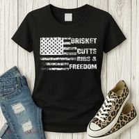 Funny Bbq Brisket Butts Ribs And Freedom Funny Grilling Women's T-Shirt thumb 3