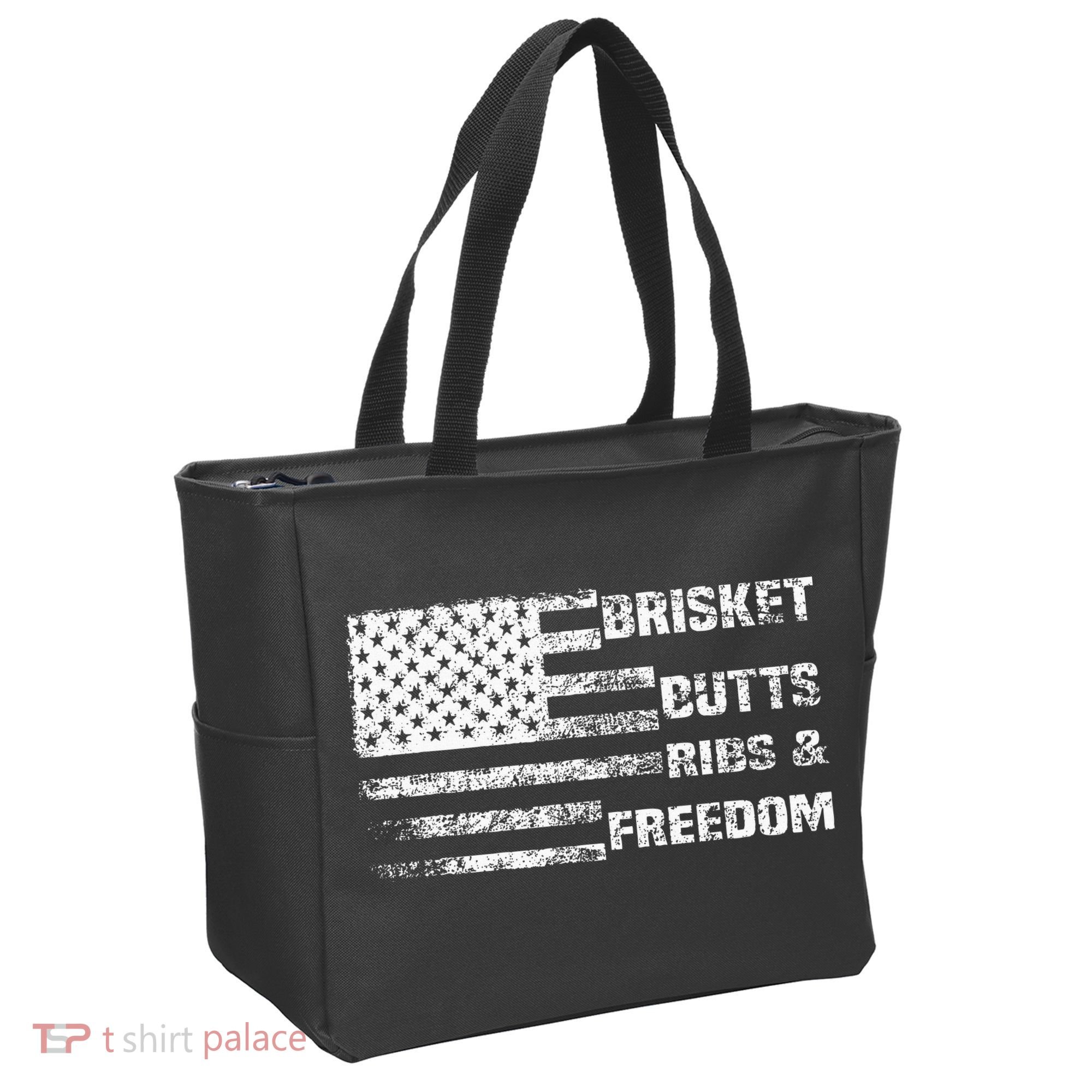 Funny Bbq Brisket Butts Ribs And Freedom Funny Grilling Tote Bag