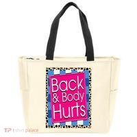 Funny Back Body Hurts Quote Workout Gym Leopard Tote Bag thumb 0