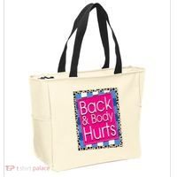 Funny Back Body Hurts Quote Workout Gym Leopard Tote Bag thumb 2