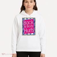 Funny Back Body Hurts Quote Workout Gym Leopard Hoodie thumb 5