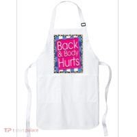 Funny Back Body Hurts Quote Workout Gym Leopard Apron thumb 0