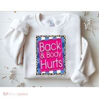 Funny Back Body Hurts Quote Workout Gym Leopard Sweatshirt thumb 2