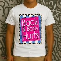 Funny Back Body Hurts Quote Workout Gym Leopard T-Shirt thumb 3