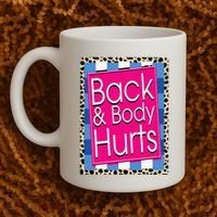Funny Back Body Hurts Quote Workout Gym Leopard Coffee Mug thumb 2