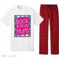 Funny Back Body Hurts Quote Workout Gym Leopard Pajama Set thumb 0
