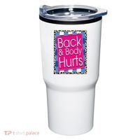 Funny Back Body Hurts Quote Workout Gym Leopard Tumbler thumb 0