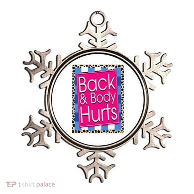 Funny Back Body Hurts Quote Workout Gym Leopard Ornament