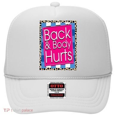 Funny Back Body Hurts Quote Workout Gym Leopard Hat
