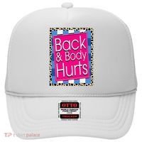 Funny Back Body Hurts Quote Workout Gym Leopard Hat thumb 0