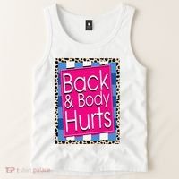 Funny Back Body Hurts Quote Workout Gym Leopard Tank Top thumb 2