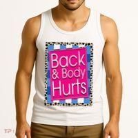 Funny Back Body Hurts Quote Workout Gym Leopard Tank Top thumb 3