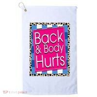 Funny Back Body Hurts Quote Workout Gym Leopard Golf Towel thumb 0