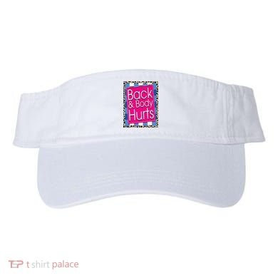 Funny Back Body Hurts Quote Workout Gym Leopard Visor