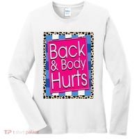 Funny Back Body Hurts Quote Workout Gym Leopard Women's Long Sleeve Shirt thumb 0