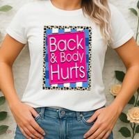 Funny Back Body Hurts Quote Workout Gym Leopard Women's T-Shirt thumb 2