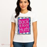 Funny Back Body Hurts Quote Workout Gym Leopard Women's T-Shirt thumb 4