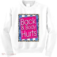 Funny Back Body Hurts Quote Workout Gym Leopard Kids Sweatshirt thumb 0