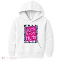 Funny Back Body Hurts Quote Workout Gym Leopard Kids Hoodie thumb 0