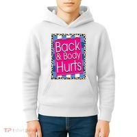 Funny Back Body Hurts Quote Workout Gym Leopard Kids Hoodie thumb 4