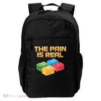 Funny Building Blocks Bricks Builder Pain Is Real Gift Backpack thumb 0