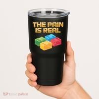 Funny Building Blocks Bricks Builder Pain Is Real Gift Tumbler thumb 2