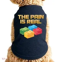 Funny Building Blocks Bricks Builder Pain Is Real Gift Doggie Tank thumb 0