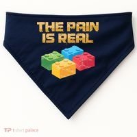 Funny Building Blocks Bricks Builder Pain Is Real Gift USA-Made Doggie Bandana thumb 0