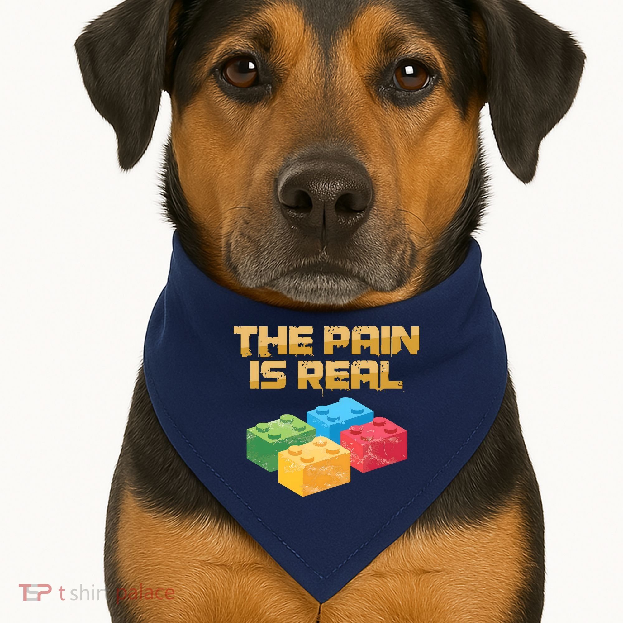 Funny Building Blocks Bricks Builder Pain Is Real Gift USA-Made Doggie Bandana