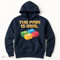Funny Building Blocks Bricks Builder Pain Is Real Gift Hoodie thumb 0