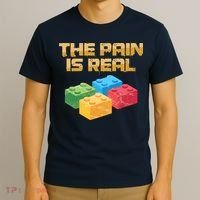 Funny Building Blocks Bricks Builder Pain Is Real Gift T-Shirt thumb 3
