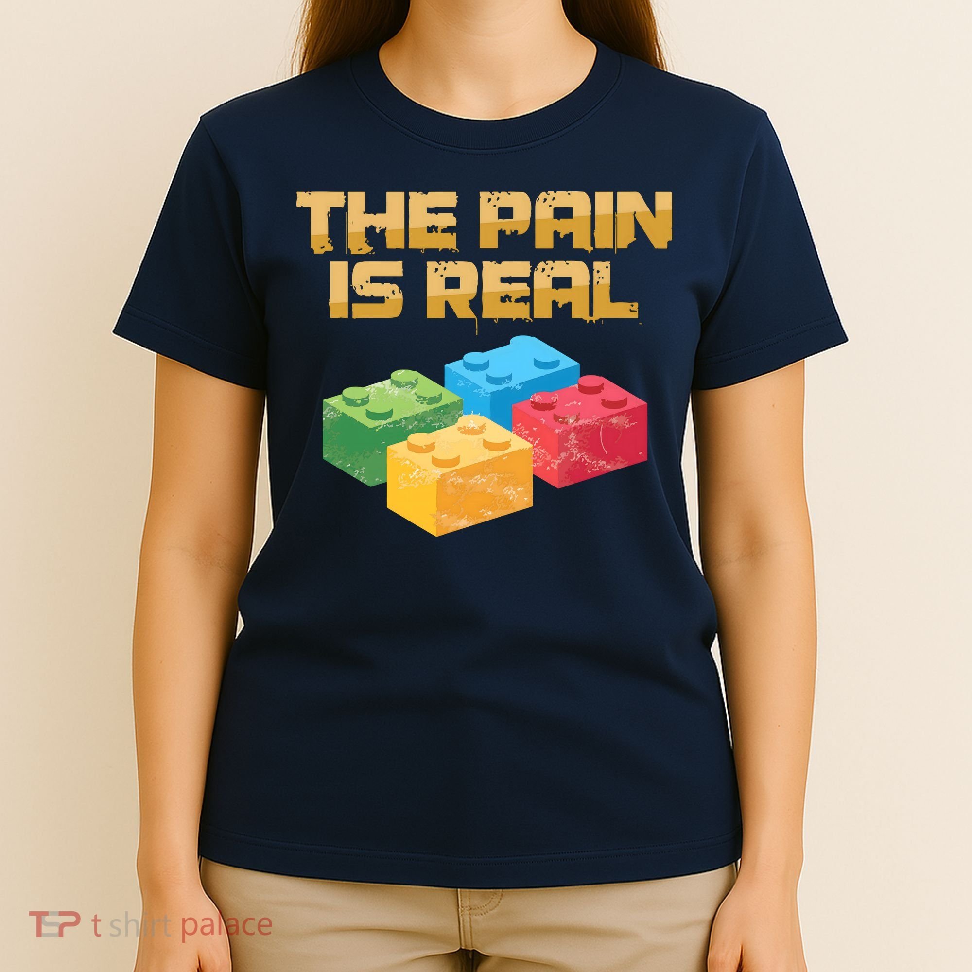 Funny Building Blocks Bricks Builder Pain Is Real Gift T-Shirt