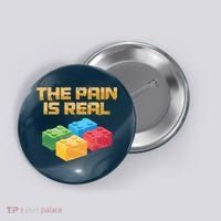Funny Building Blocks Bricks Builder Pain Is Real Gift Button thumb 0