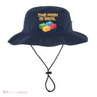 Funny Building Blocks Bricks Builder Pain Is Real Gift Bucket Hat thumb 0