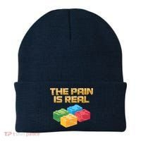 Funny Building Blocks Bricks Builder Pain Is Real Gift Beanie thumb 0
