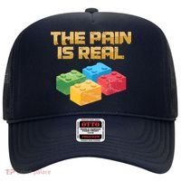 Funny Building Blocks Bricks Builder Pain Is Real Gift Hat thumb 0