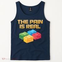 Funny Building Blocks Bricks Builder Pain Is Real Gift Tank Top thumb 2
