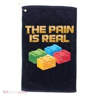 Funny Building Blocks Bricks Builder Pain Is Real Gift Golf Towel thumb 0
