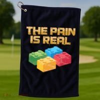 Funny Building Blocks Bricks Builder Pain Is Real Gift Golf Towel thumb 1