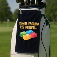 Funny Building Blocks Bricks Builder Pain Is Real Gift Golf Towel thumb 2