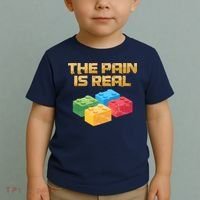 Funny Building Blocks Bricks Builder Pain Is Real Gift Toddler T-Shirt thumb 2