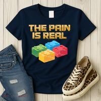 Funny Building Blocks Bricks Builder Pain Is Real Gift Women's T-Shirt thumb 3