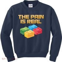 Funny Building Blocks Bricks Builder Pain Is Real Gift Kids Sweatshirt thumb 0