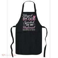 Funny Blessed By God Spoiled By My Husband Protected By Both Apron thumb 0