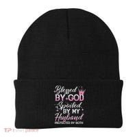 Funny Blessed By God Spoiled By My Husband Protected By Both Beanie thumb 0