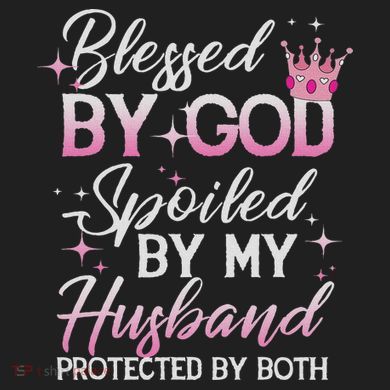 Funny Blessed By God Spoiled By My Husband Protected By Both Women's Dry Zone Grid Polo