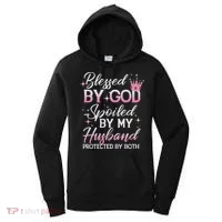 Funny Blessed By God Spoiled By My Husband Protected By Both Women's Hoodie thumb 0