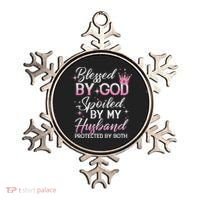 Funny Blessed By God Spoiled By My Husband Protected By Both Ornament thumb 0